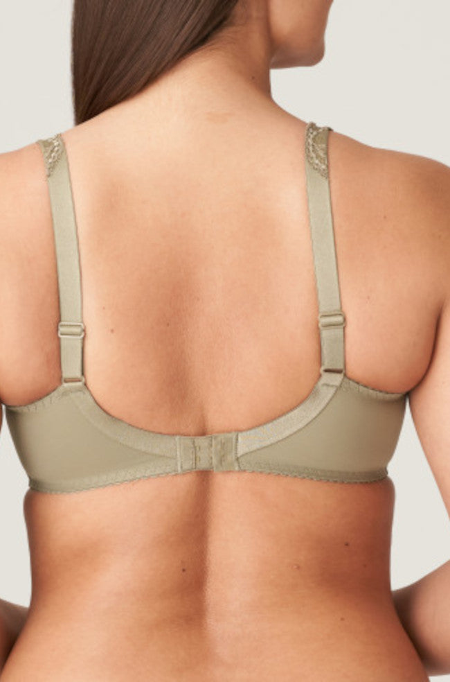 Golden olive Madison UW T-Shirt Bra by Primadonna with contouring design, available in D cup sizes 10, 12, and 14.