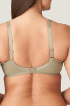 Golden olive Madison UW T-Shirt Bra by Primadonna with contouring design, available in D cup sizes 10, 12, and 14.