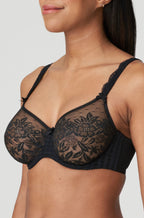 Black contouring t-shirt bra by Primadonna with adjustable straps and D cup sizing