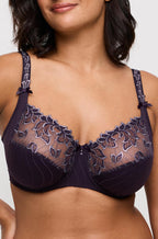 PrimaDonna Deauville full cup bra in amethyst purple, size 12F with elegant lace detailing and adjustable straps.