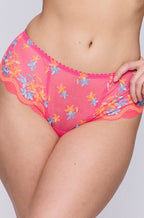 Hot pink Prima Donna Cala Luna high waist luxury thong with delicate lace details