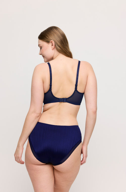 Sapphire blue high-waisted brief from Primadonna, featuring soft fabric and full coverage design.