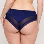 Sapphire blue smooth satin boyleg brief by Primadonna, featuring a comfortable fit and stylish design.