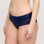 Sapphire blue smooth satin boyleg brief by Primadonna, featuring a comfortable fit and stylish design.