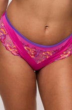 PrimaDonna Devdaha Very Berry thong featuring floral embroidery and a bold fuchsia color