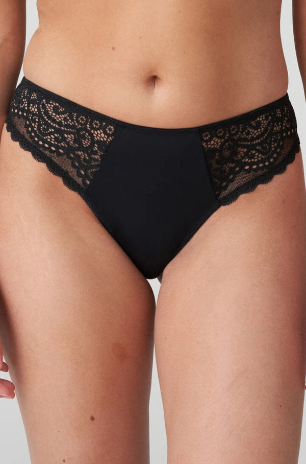 PrimaDonna I Do Lace G-String in black vintage satin, featuring delicate lace details and a thong cut.