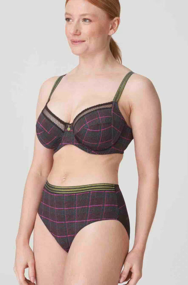 Primadonna Princes Bay hot pants in Italian check pattern, size XS, made from comfortable underwear fabric, front view.