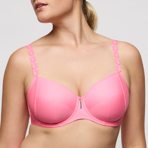 Primadonna Twist Twixie full cup pink bra with lace details and supportive underwire, designed for comfort and style.