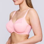 Primadonna Montara underwire pink bra with lace details, showcasing the supportive design and delicate fabric.