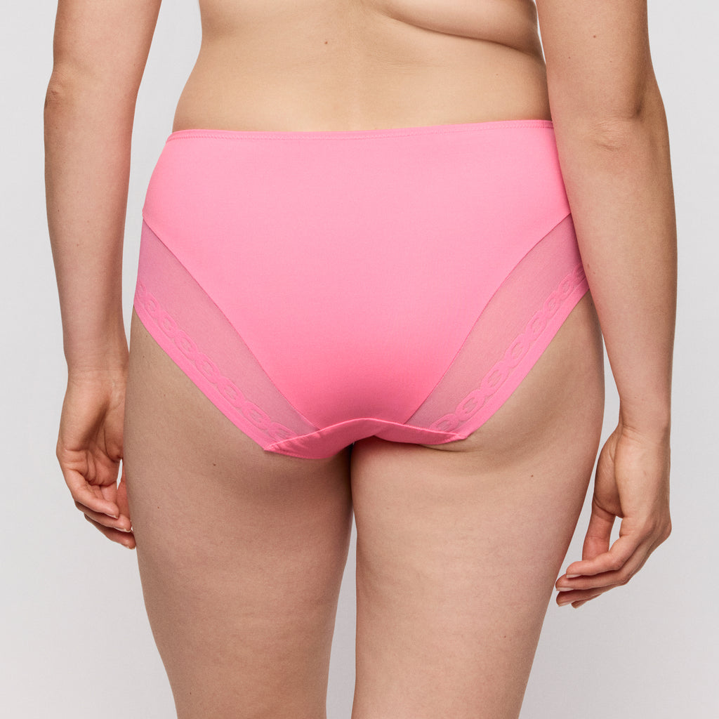 Primadonna Twist Twixie full briefs in happy pink with lace trim, soft fabric, and comfortable fit, designed for everyday wear.