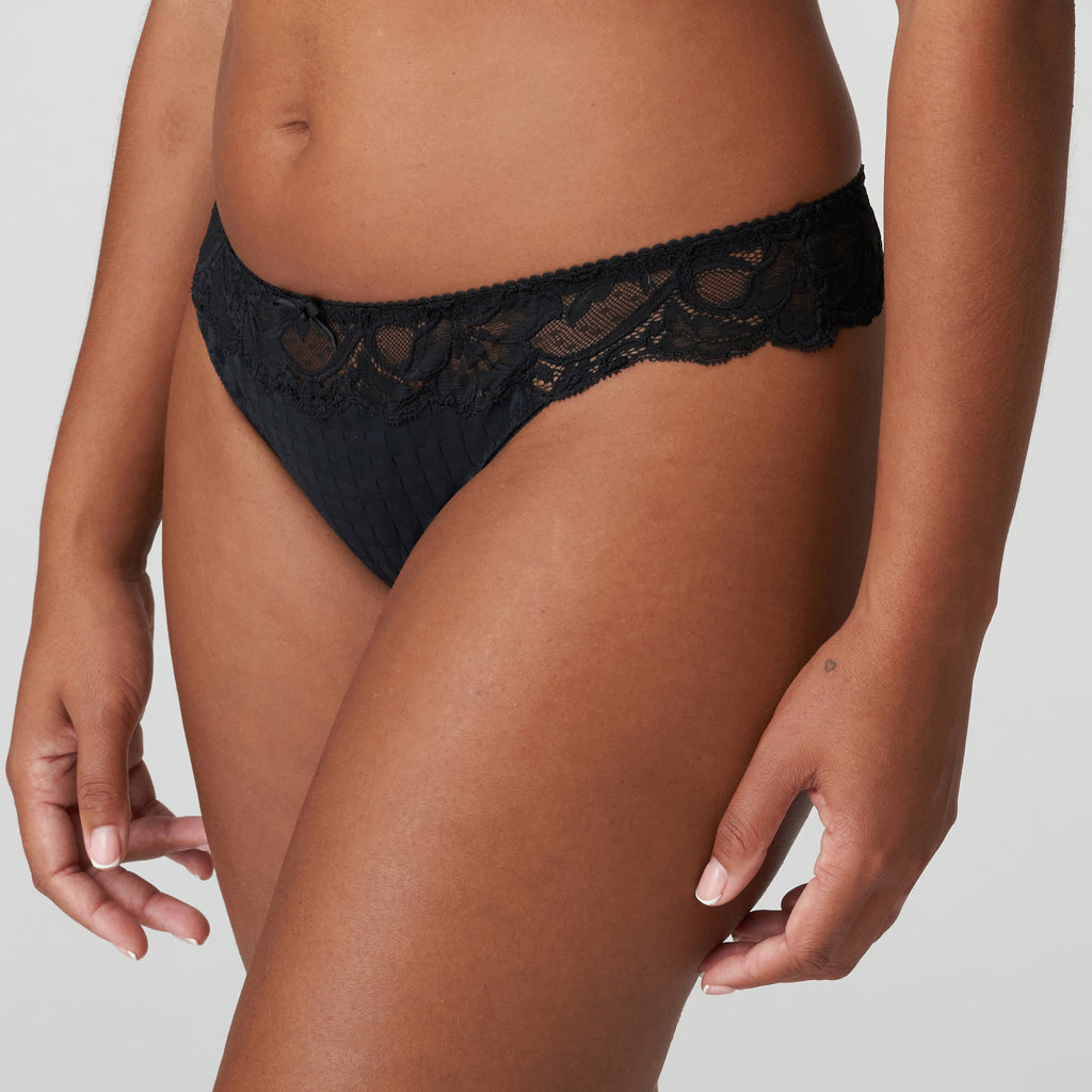 Primadonna Madison G-String in black, stylish women’s underwear with minimal coverage and delicate fabric details.