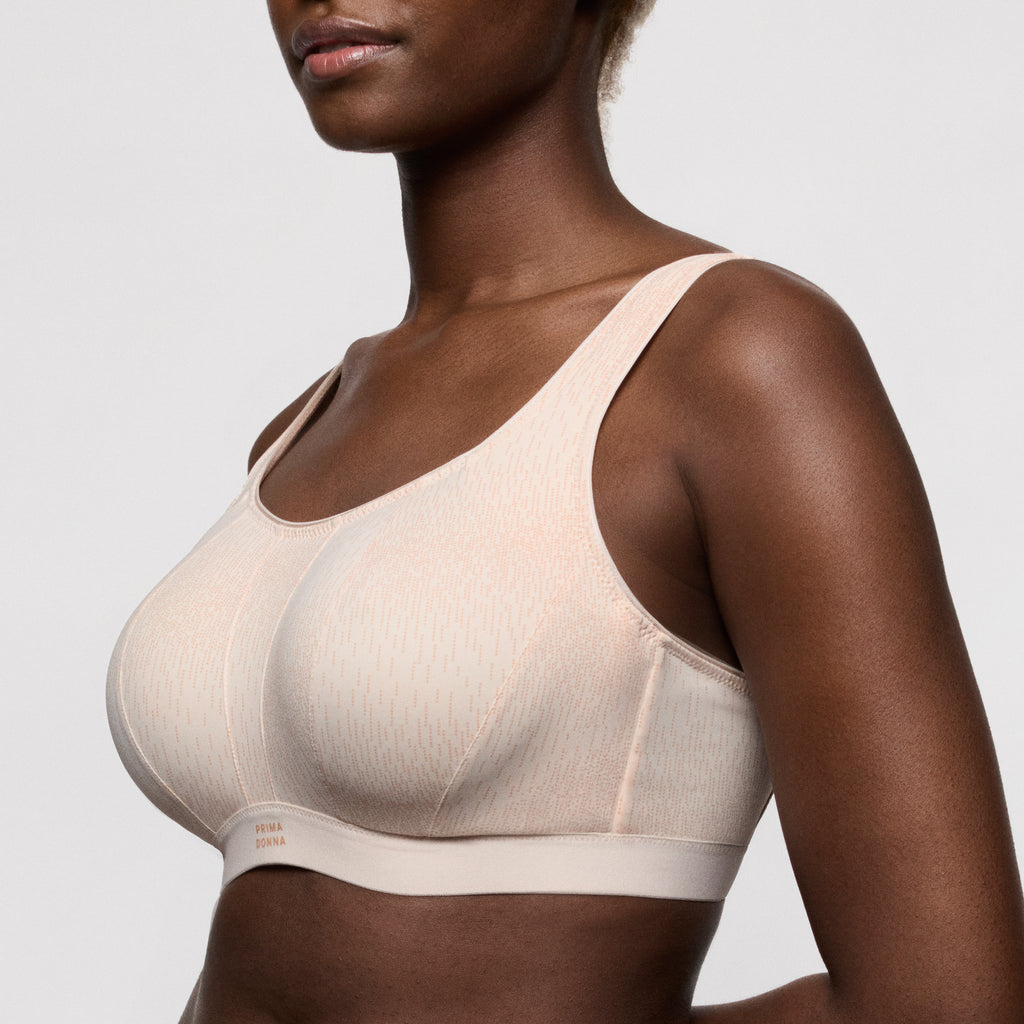 Primadonna non-padded wired sports bra in black, featuring breathable fabric and supportive design for activewear.