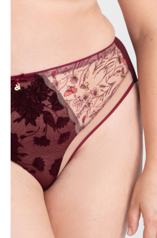 Samanta Adelina Midi Brief in ruby color, size 2XL, featuring soft fabric and comfortable fit, designed as women's underwear.