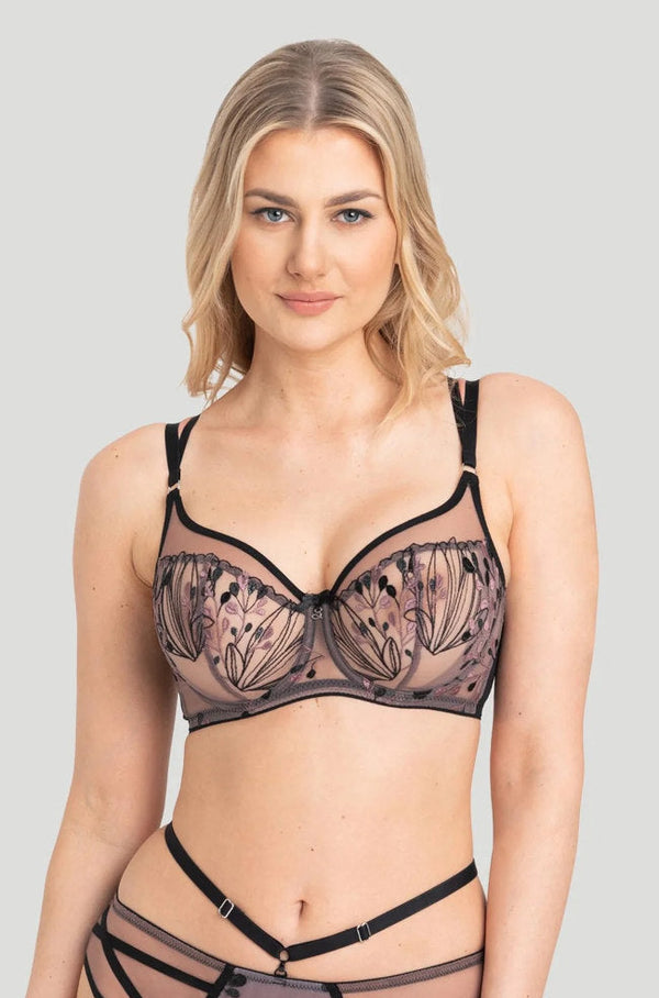 Samanta Ilana Apex Underwire Bra in amethyst with polish embroidery and lurex, featuring a supportive underwire design.