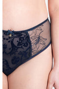 Navy bikini briefs with Polish embroidery line-art design by Samanta