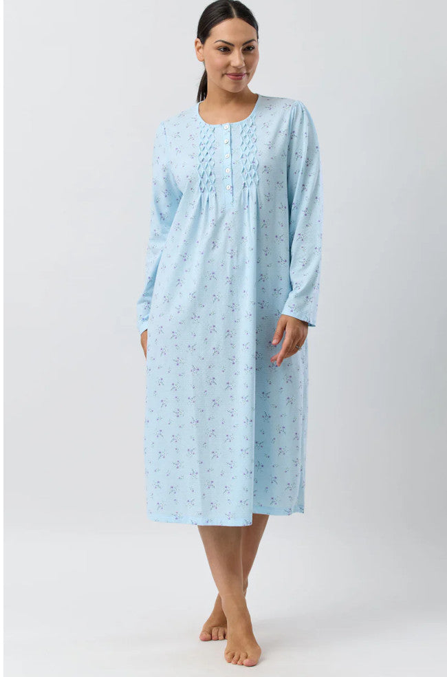 Aqua mid-length nightie by Schrank, sizes 18-26, featuring soft fabric and a comfortable design