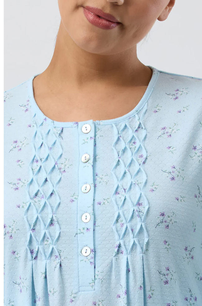 Aqua mid-length nightie by Schrank, available in plus sizes 18-26, featuring a soft, comfortable fabric.