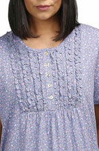 Blue floral cotton PJ set with button front, suitable for sizes 22-24 by SCHRANK