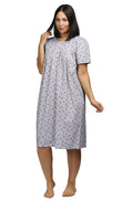 Lightweight blue paisley cotton nightie with short sleeves and button front by Schrank