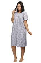 Lightweight blue paisley cotton nightie with short sleeves and button front by Schrank