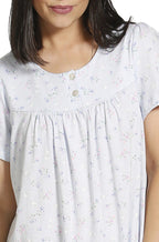 Schrank blue floral capri pajama set in poly cotton blend, featuring a relaxed fit and stylish capri pants.