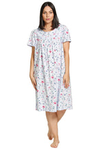 Schrank blue cotton butterfly nightie, short sleeve, size 12, featuring a delicate butterfly pattern.