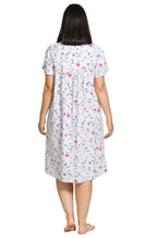 Blue cotton short sleeve nightie by Schrank featuring a butterfly print, size 12.