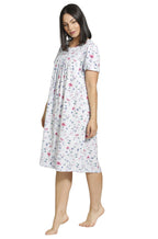 Blue cotton short sleeve nightie with butterfly pattern by Schrank, size 12.