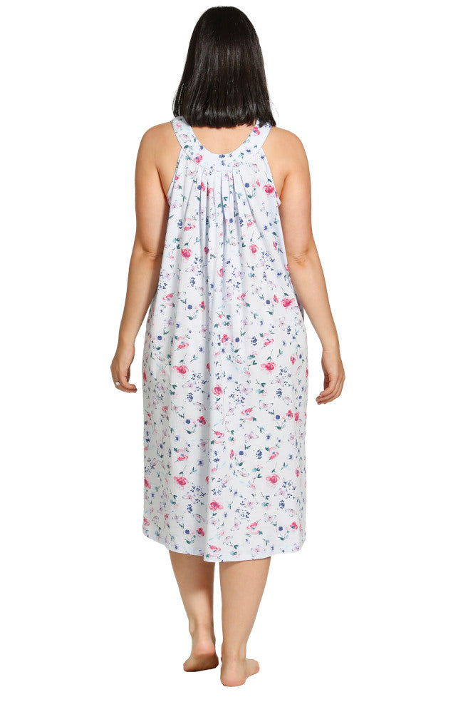 Schrank blue cotton butterfly print sleeveless nightie in size 16, soft and breathable sleepwear.