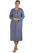 Geo Pleated Long Sleeve Cotton Nightie (Denim) Available in size 10 only