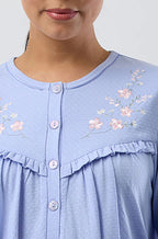 Lavender embroidered nightie by SCHRANK, featuring delicate floral details and a feminine cut