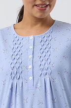 Lavender floral cotton jersey nightie with button front by Schrank, plus size 18-26