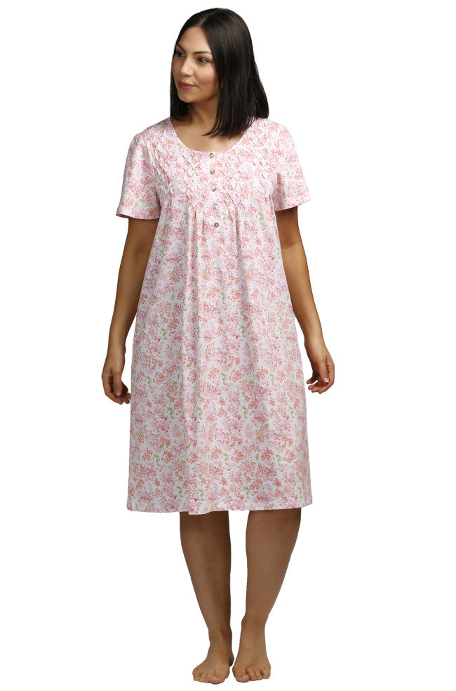 Mango print cotton short sleeve nightie by Schrank with button front and breathable fabric