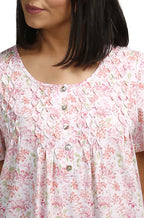 Mango print cotton short sleeve nightie with button front by Schrank, featuring a relaxed fit and breathable fabric.