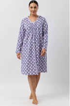 Marine paisley crochet nightie made of 100% cotton by Schrank, available in sizes 10, 12, and 14.