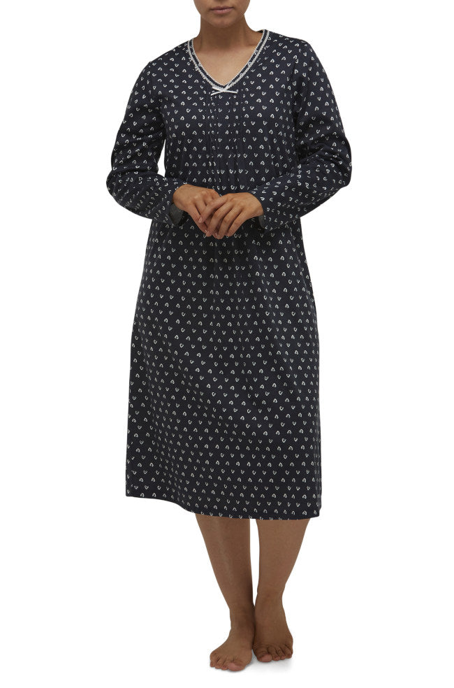 Midnight blue calf-length nightie with a comfortable fit, by SCHRANK, in soft fabric.