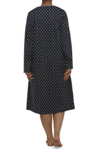 Midnight blue calf-length nightie made of soft fabric, featuring a relaxed fit and short sleeves by SCHRANK.