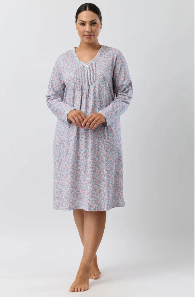 Pink paisley crochet cotton nightie by SCHRANK in size options 10, 12, 14 for comfortable loungewear.