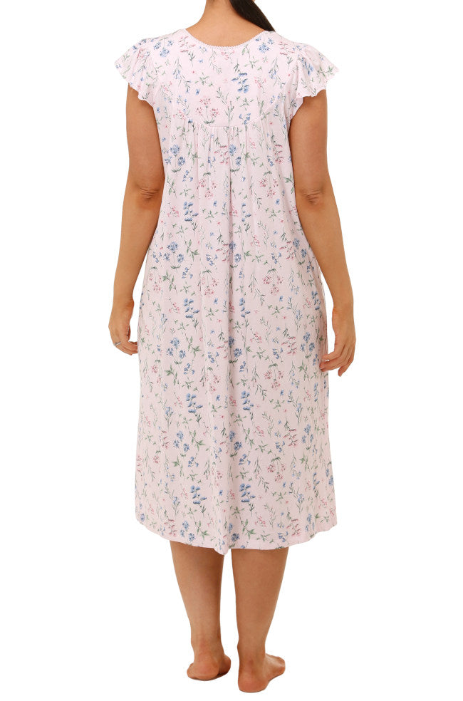 Pink floral cotton nightie with decorative bow, size 14 by SCHRANK