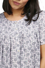 Lightweight Cotton Nightie Short Sleeve Pink Paisley Button Front