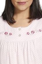 Schrank Pink Spot Short Sleeve Nightie - Poly Cotton Nightdress
