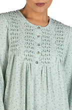 Daisy Long Sleeve Polyester Cotton Nightie (Sage) Available in 18 only