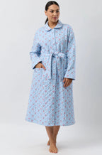 Posy Quilt Button Dressing Gown (Blue) Available in size L only