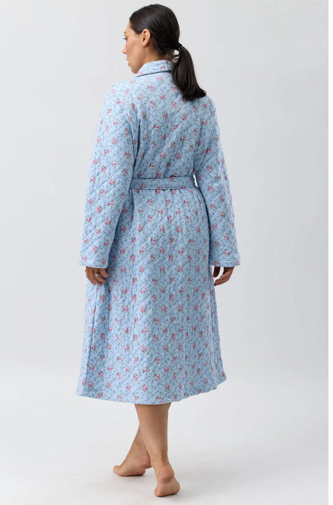 Posy Quilt Button Dressing Gown (Blue) Available in size L only
