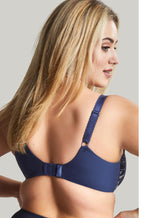 Blue meadow underwired balconette bra with 4-section cups and adjustable straps by Sculptresse, available in E cup sizes.