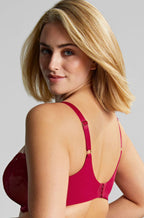 Magenta latte underwire full cup bra with lace detailing from Sculptresse, available in extended sizes F cup.