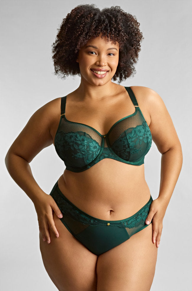 Forest green high-waisted brief by Panache, featuring a comfortable fit and full coverage