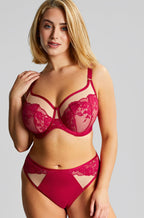Magenta and latte Josephine high leg briefs by Sculptresse, offering full coverage and stylish design.