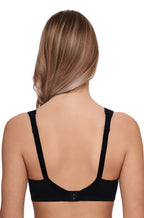 Black organic cotton wire-free bra by Susa, size 16D, soft and comfortable design