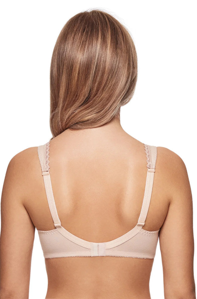 Nude organic cotton wire-free bra by SUSA in size 18DD
